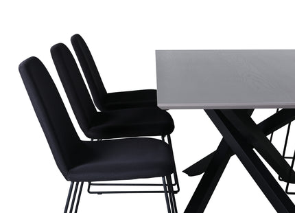 Venture Home Muce & Piazza Matstolar 2-pack Svart + Rektangulära Matbord 180 x 90 Svart