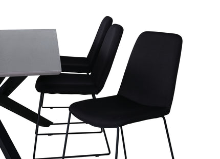Venture Home Muce & Piazza Matstolar 2-pack Svart + Rektangulära Matbord 180 x 90 Svart