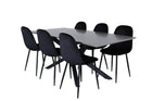 Venture Home Polar & Piazza Matstolar 2-pack Svart + Rektangulära Matbord 180 x 90 Svart