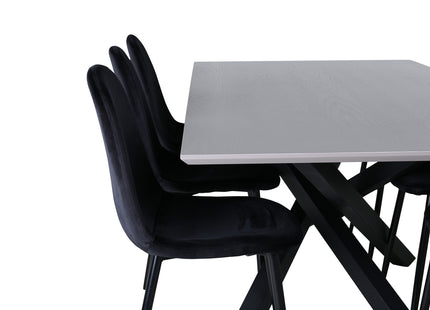 Venture Home Polar & Piazza Matstolar 2-pack Svart + Rektangulära Matbord 180 x 90 Svart