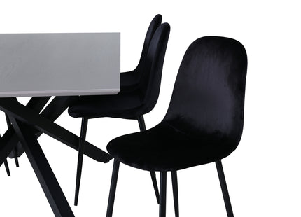Venture Home Polar & Piazza Matstolar 2-pack Svart + Rektangulära Matbord 180 x 90 Svart