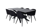 Venture Home Velvet & Piazza Matstolar 2-pack Svart + Rektangulära Matbord 180 x 90 Svart
