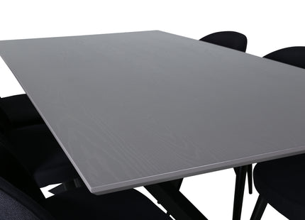 Venture Home Velvet & Piazza Matstolar 2-pack Svart + Rektangulära Matbord 180 x 90 Svart