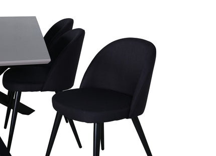 Venture Home Velvet & Piazza Matstolar 2-pack Svart + Rektangulära Matbord 180 x 90 Svart