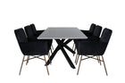 Venture Home Petra & Piazza Matstolar Svart + Rektangulära Matbord 180 x 90 Svart