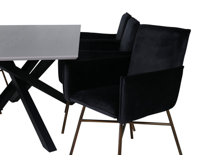 Venture Home Petra & Piazza Matstolar Svart + Rektangulära Matbord 180 x 90 Svart