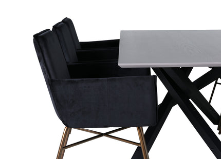 Venture Home Petra & Piazza Matstolar Svart + Rektangulära Matbord 180 x 90 Svart
