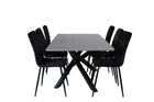 Venture Home Windu & Piazza Matstolar 2-pack Svart + Rektangulära Matbord 180 x 90 Svart