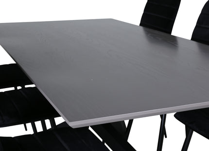 Venture Home Windu & Piazza Matstolar 2-pack Svart + Rektangulära Matbord 180 x 90 Svart