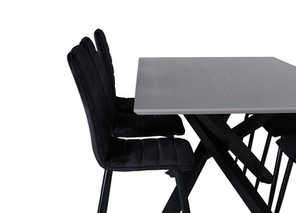 Venture Home Windu & Piazza Matstolar 2-pack Svart + Rektangulära Matbord 180 x 90 Svart