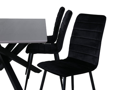 Venture Home Windu & Piazza Matstolar 2-pack Svart + Rektangulära Matbord 180 x 90 Svart