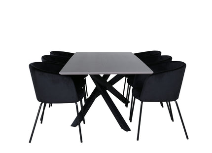 Venture Home Berit & Piazza Matstolar Svart + Rektangulära Matbord 180 x 90 Svart