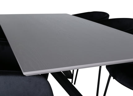 Venture Home Berit & Piazza Matstolar Svart + Rektangulära Matbord 180 x 90 Svart