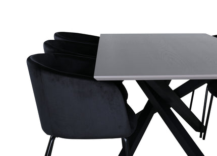 Venture Home Berit & Piazza Matstolar Svart + Rektangulära Matbord 180 x 90 Svart