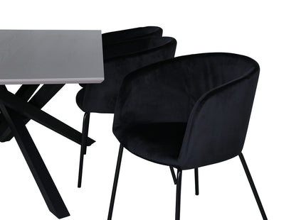Venture Home Berit & Piazza Matstolar Svart + Rektangulära Matbord 180 x 90 Svart