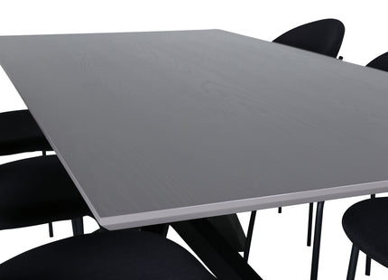 Venture Home Vault & Piazza Matstolar 2-pack Svart + Rektangulära Matbord 180 x 90 Svart
