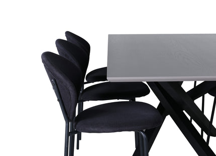 Venture Home Vault & Piazza Matstolar 2-pack Svart + Rektangulära Matbord 180 x 90 Svart