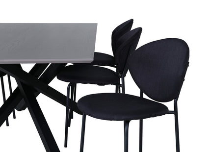 Venture Home Vault & Piazza Matstolar 2-pack Svart + Rektangulära Matbord 180 x 90 Svart
