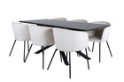 Venture Home Berit & Piazza Matstolar Beige + Rektangulära Matbord 180 x 90 Svart