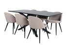 Venture Home Velvet & Piazza Matstolar 2-pack Beige + Rektangulära Matbord 180 x 90 Svart