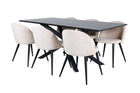 Venture Home Velvet & Piazza Matstolar 2-pack Beige + Rektangulära Matbord 180 x 90 Svart