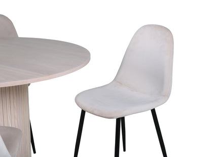 Venture Home Bianca & Polar Runda Matbord ⌀110 Whitewash + Matstolar 2-pack Beige