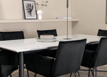 Venture Home Jimmy & Petra Rektangulära Matbord 195 x 90 Vit + Matstolar Svart