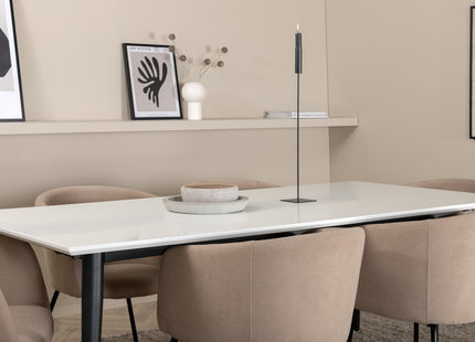 Venture Home Berit & Jimmy Matstolar Beige + Rektangulära Matbord 195 x 90 Vit