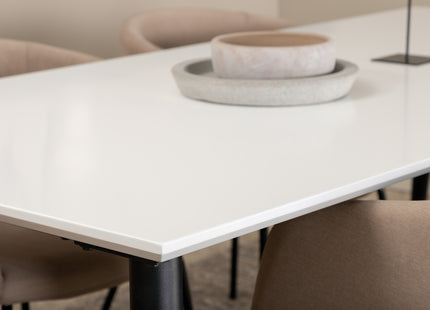 Venture Home Berit & Jimmy Matstolar Beige + Rektangulära Matbord 195 x 90 Vit
