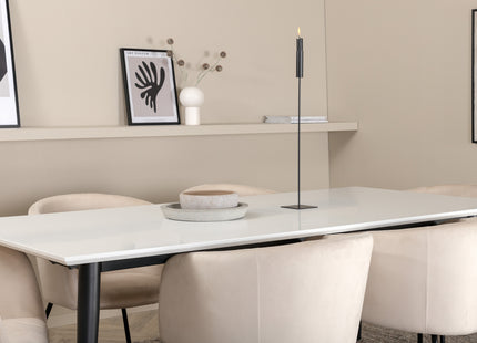 Venture Home Berit & Jimmy Matstolar Beige + Rektangulära Matbord 195 x 90 Vit