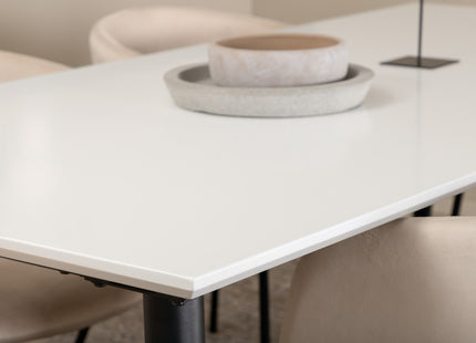 Venture Home Berit & Jimmy Matstolar Beige + Rektangulära Matbord 195 x 90 Vit
