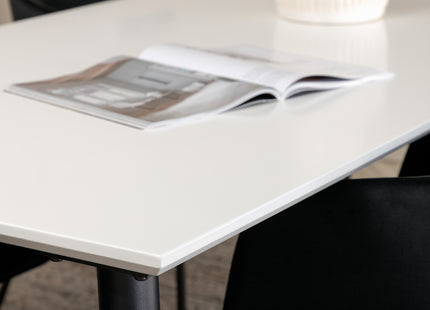 Venture Home Berit & Jimmy Matstolar Svart + Rektangulära Matbord 195 x 90 Vit
