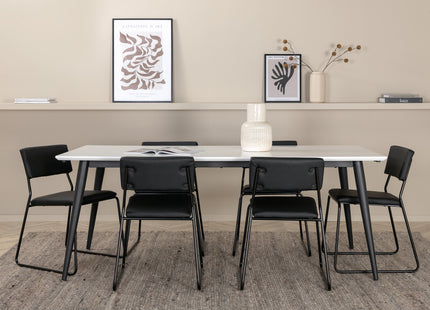 Venture Home Jimmy & Kenth Rektangulära Matbord 195 x 90 Vit + Matstolar 2-pack Svart