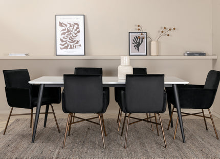 Venture Home Jimmy & Petra Rektangulära Matbord 195 x 90 Vit + Matstolar Svart