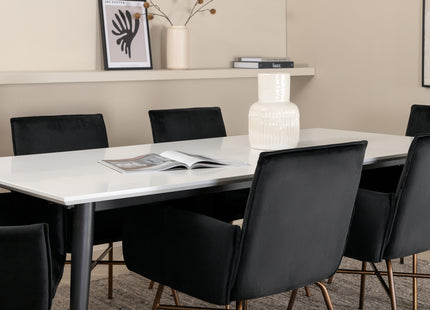 Venture Home Jimmy & Petra Rektangulära Matbord 195 x 90 Vit + Matstolar Svart