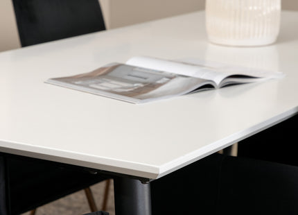 Venture Home Jimmy & Petra Rektangulära Matbord 195 x 90 Vit + Matstolar Svart