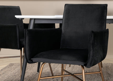 Venture Home Jimmy & Petra Rektangulära Matbord 195 x 90 Vit + Matstolar Svart