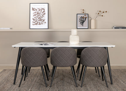 Venture Home Jimmy & Velvet Rektangulära Matbord 195 x 90 Vit + Matstolar 2-pack Grå