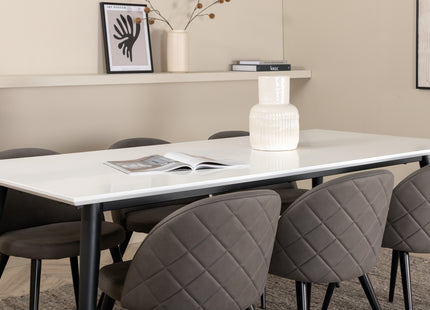 Venture Home Jimmy & Velvet Rektangulära Matbord 195 x 90 Vit + Matstolar 2-pack Grå
