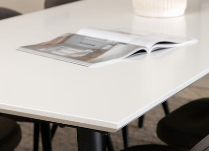 Venture Home Jimmy & Velvet Rektangulära Matbord 195 x 90 Vit + Matstolar 2-pack Grå