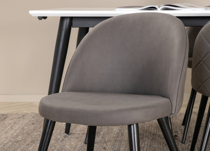 Venture Home Jimmy & Velvet Rektangulära Matbord 195 x 90 Vit + Matstolar 2-pack Grå