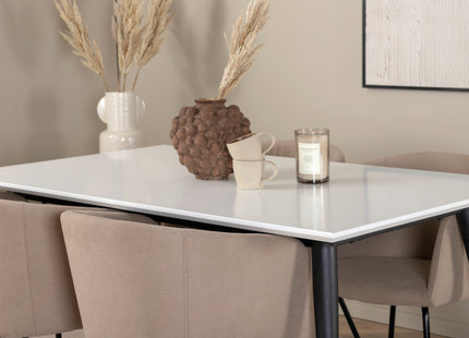 Venture Home Berit & Jimmy Matstolar Beige + Rektangulära Matbord 150 x 90 Vit