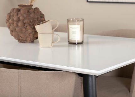 Venture Home Berit & Jimmy Matstolar Beige + Rektangulära Matbord 150 x 90 Vit