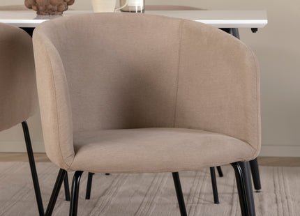 Venture Home Berit & Jimmy Matstolar Beige + Rektangulära Matbord 150 x 90 Vit