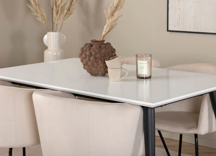 Venture Home Berit & Jimmy Matstolar Beige + Rektangulära Matbord 150 x 90 Vit
