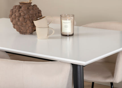 Venture Home Berit & Jimmy Matstolar Beige + Rektangulära Matbord 150 x 90 Vit