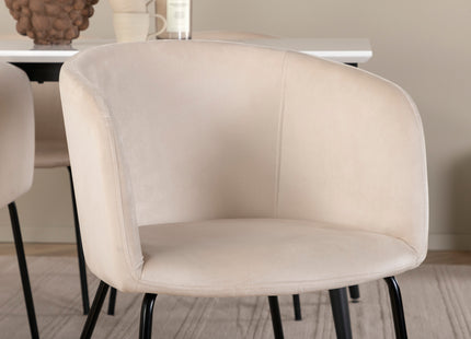 Venture Home Berit & Jimmy Matstolar Beige + Rektangulära Matbord 150 x 90 Vit