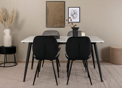 Venture Home Emma & Jimmy Matstolar 2-pack Grå + Rektangulära Matbord 150 x 90 Vit