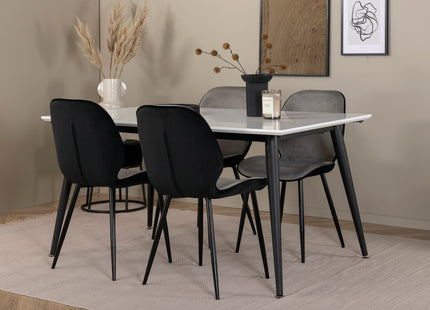 Venture Home Emma & Jimmy Matstolar 2-pack Grå + Rektangulära Matbord 150 x 90 Vit