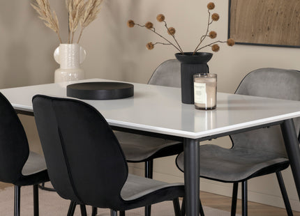 Venture Home Emma & Jimmy Matstolar 2-pack Grå + Rektangulära Matbord 150 x 90 Vit